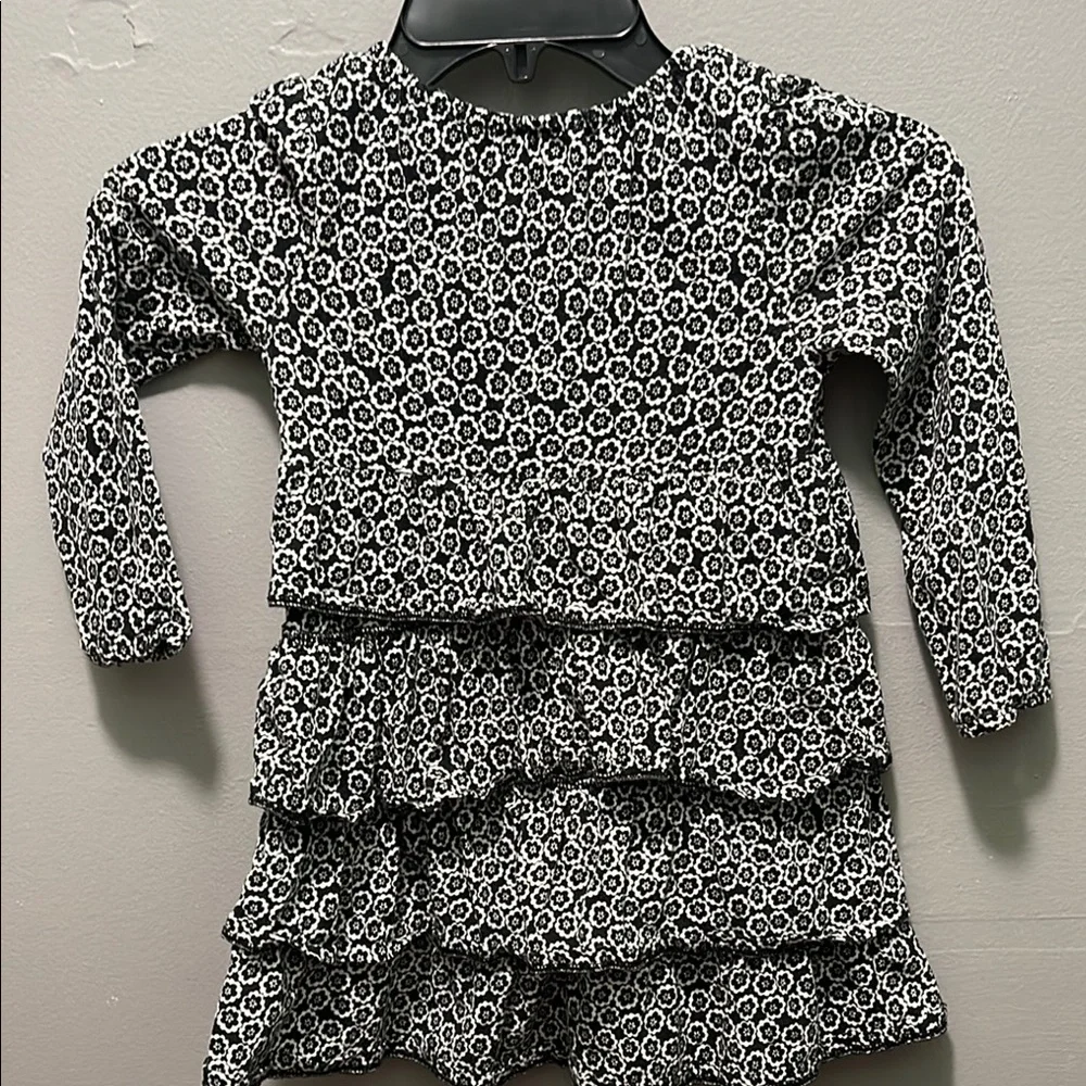 OshKosh Black and White Floral Dress with Purple Bow